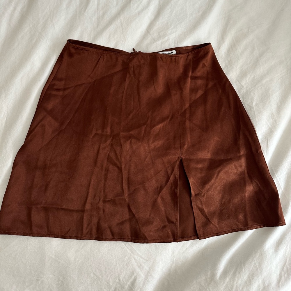 Reformation Margot Chocolate Silk Mini Skirt, Size 2